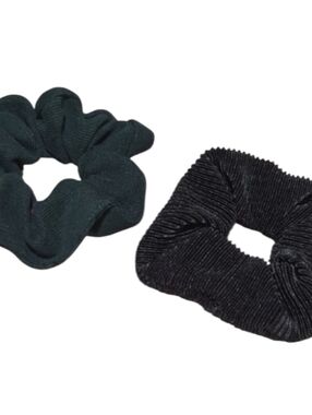 6/$15 Black Women's Scrunchie Hair Tie Set Of 2 - Black